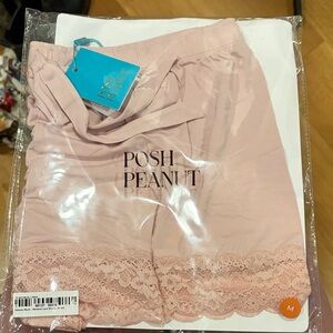 Posh Peanut Women's Blush Lace Trim Pajama Shorts
